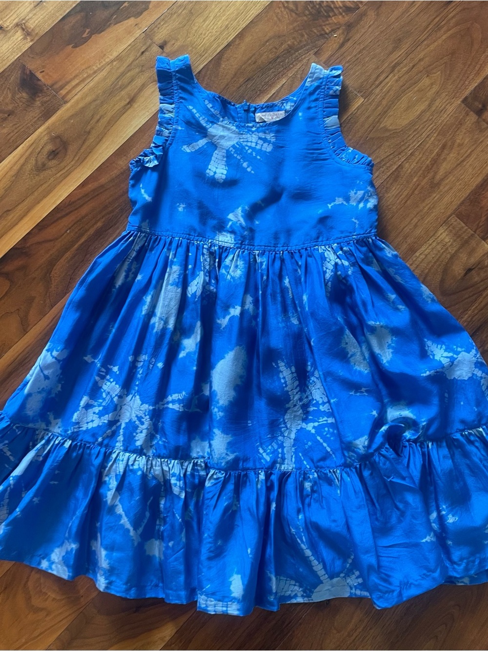 Pink Chicken Silk Kelsey Dress-Palace Blue Tie Dye